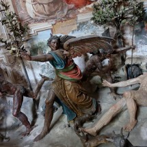 Scene of the life of Francis of Assisi: He defeats the temptations 